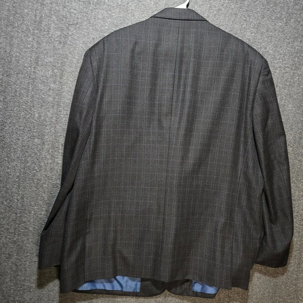Oak Hill Sport Coat 2XL 50 / 52R Charcoal Gray / Purple Check Blazer Jacket